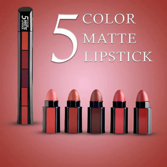 5 in 1 Lipstick Set Lightweight Matte Velvet Long Lasting Combination Lipstick